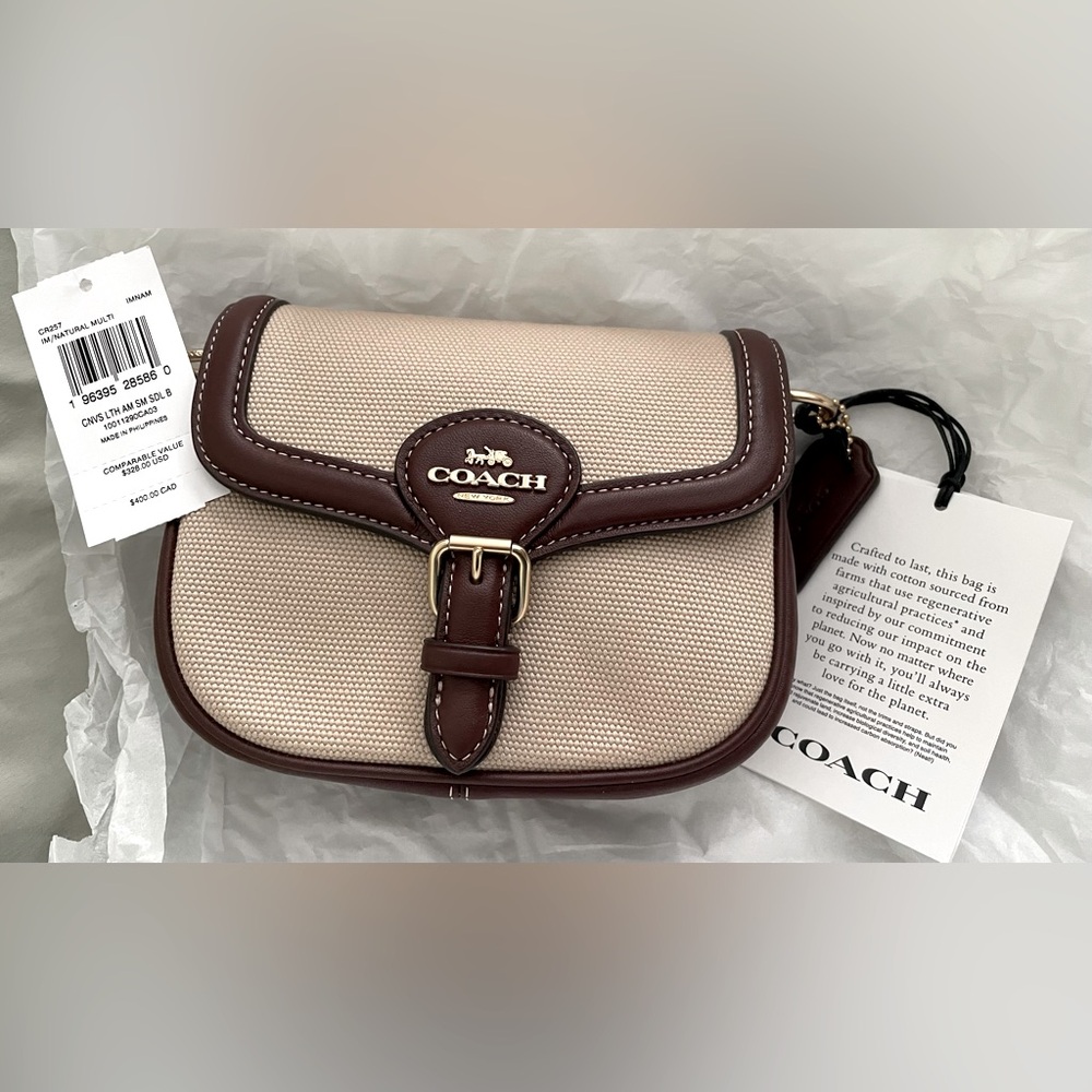 COACH Gold/Natural Multi Amelia Small Saddle Bag